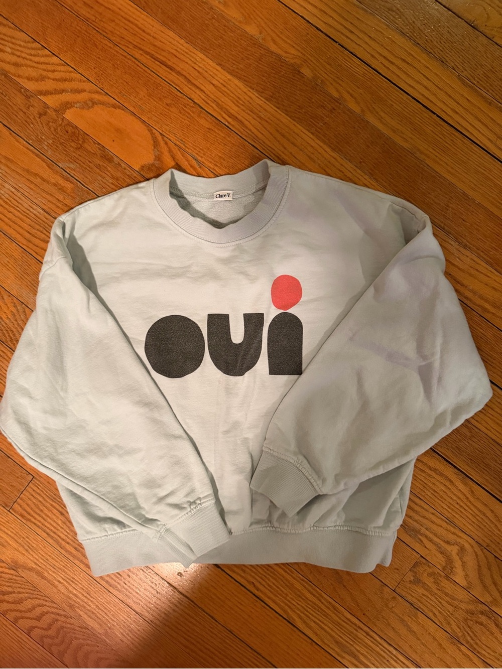 Clare V women’s  Light blue ‘oui' Graphic Sweatshirt - Picture 2 of 5